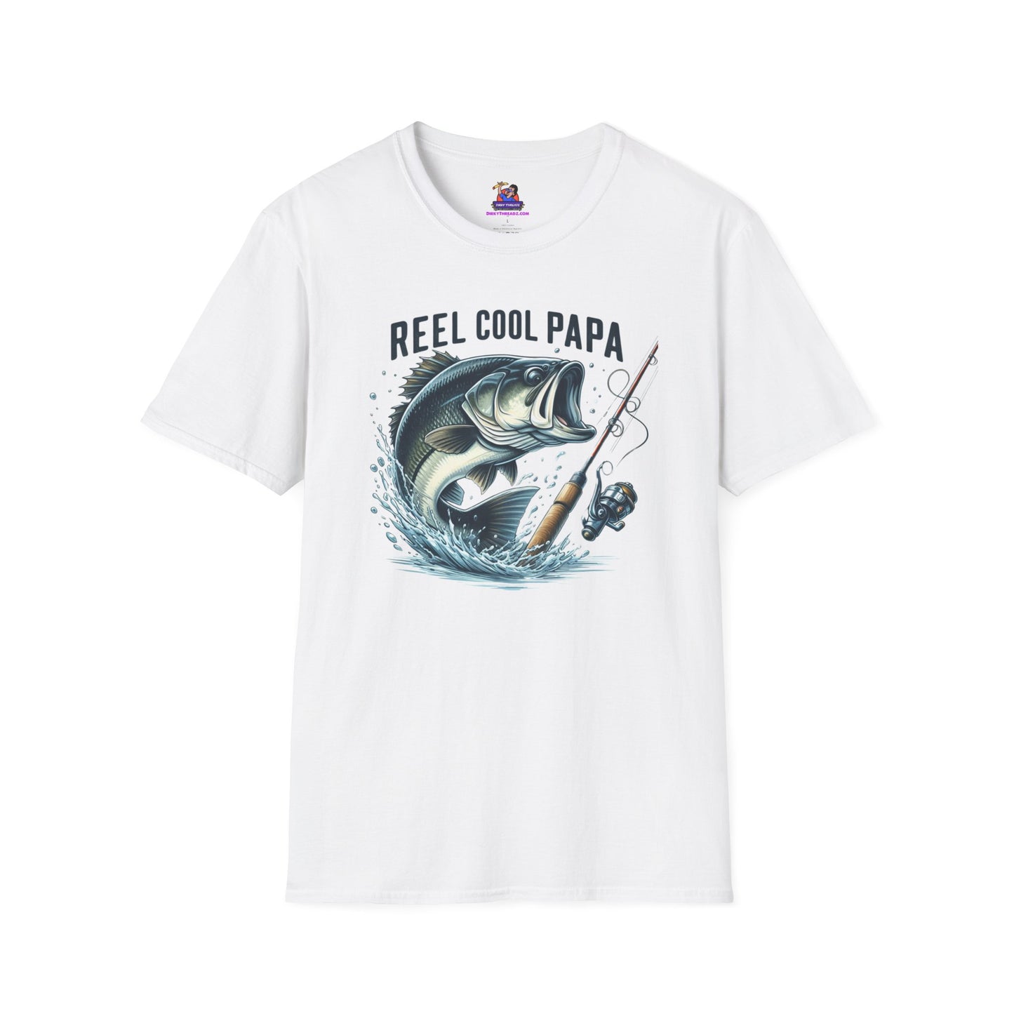 Reel Cool Papa Unisex Softstyle T-Shirt Fishing humor, Fisherman Gift Pun T-Shirt Funny Fish Tee Fishy Vibes Unique Unisex Tee