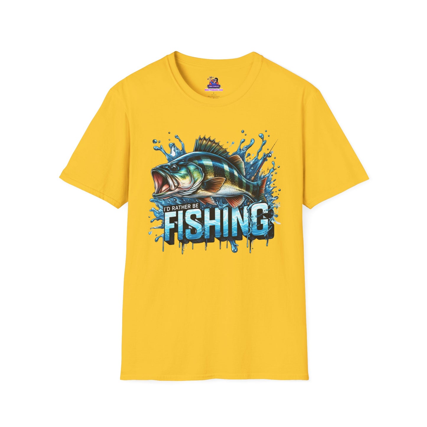 I'd Rather Be Fishing Unisex Softstyle T-Shirt Fishing humor, Fisherman Gift Pun T-Shirt Funny Fish Tee Fishy Vibes Unique Unisex Tee