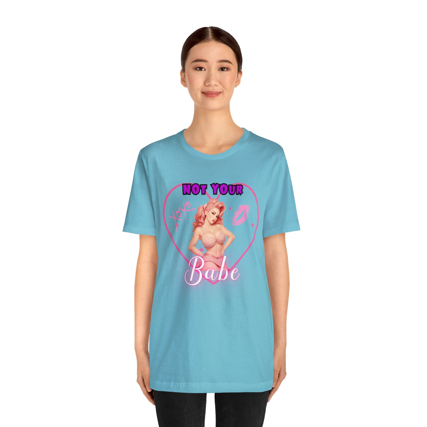 Vintage Pink Pinup Girl "Not Your Babe" on a Bella+Canva 3001 Unisex Jersey T-Shirt - A Must-Have Gift for her