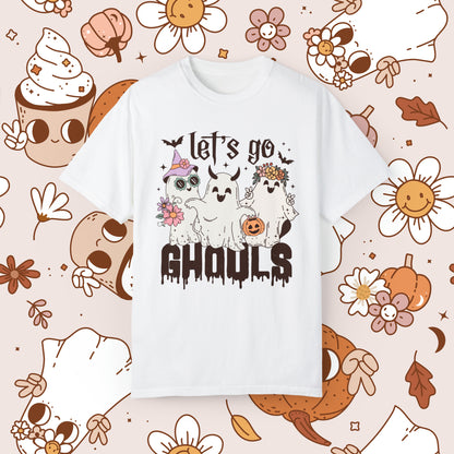 Let's Go Ghouls Retro Groovy Halloween Unisex Garment-Dyed T-shirt for Him Gifts for Her