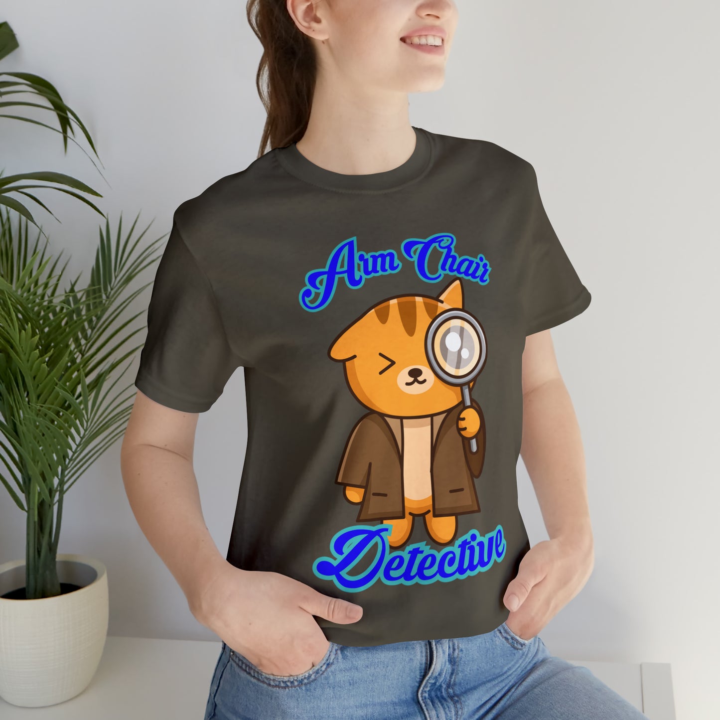 Detective Meow True Crime Armchair Detective Unisex Jersey Short Sleeve Tee Gifts For Her Gifts for Him