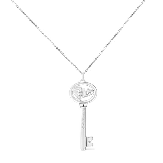 .925 Sterling Silver Diamond Accent Virgo Zodiac Key 18" Pendant Necklace (K-L Color, I1-I2 Clarity)