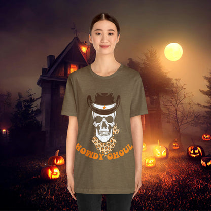 Howdy Ghoul Skeleton Sheriff Retro Halloween Unisex Jersey Short Sleeve Tee Gifts for her