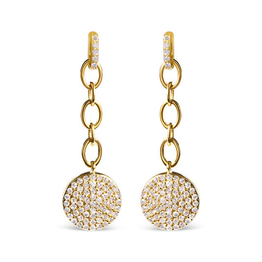 18K Yellow Gold Plated .925 Sterling Silver 1.0 Cttw Diamond Composite Cluster Dangle Chain Earrings (I-J Color, I1-I2 Clarity)