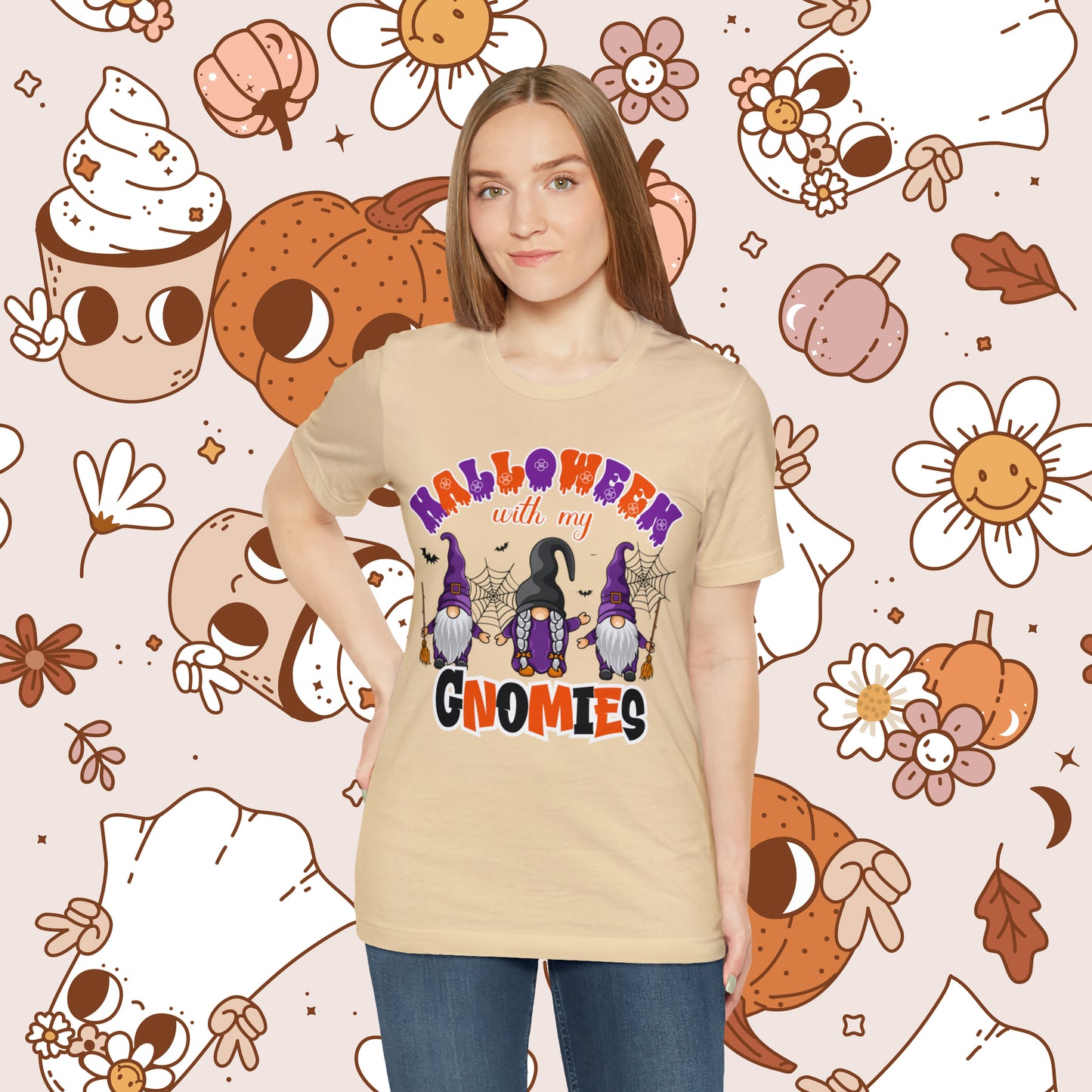 Halloween with my Gnomies Unisex Jersey Short Sleeve Tee Gifts for Him Gifts for Her