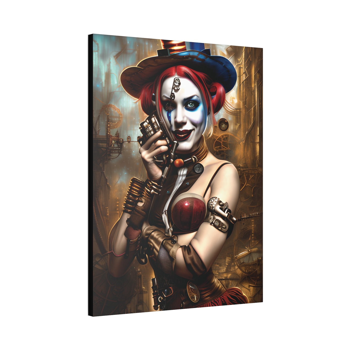 Hyper Realistic Steampunk Harley Quinn Canvas Stretched, 1.5''