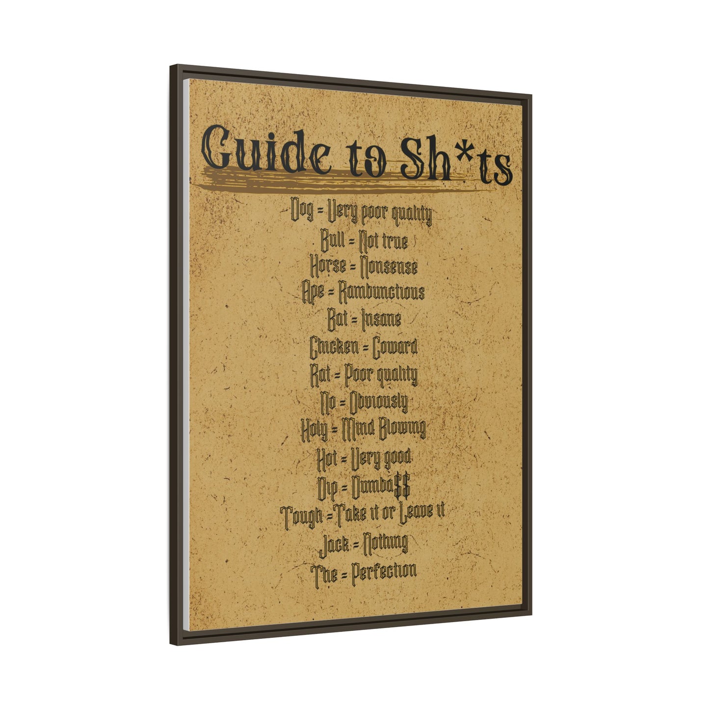 Guide to Sh*ts Framed Wall Art Print, Humorous Decor, Office Wall Art, Gift for Friends, Humor, Unique Housewarming Gift