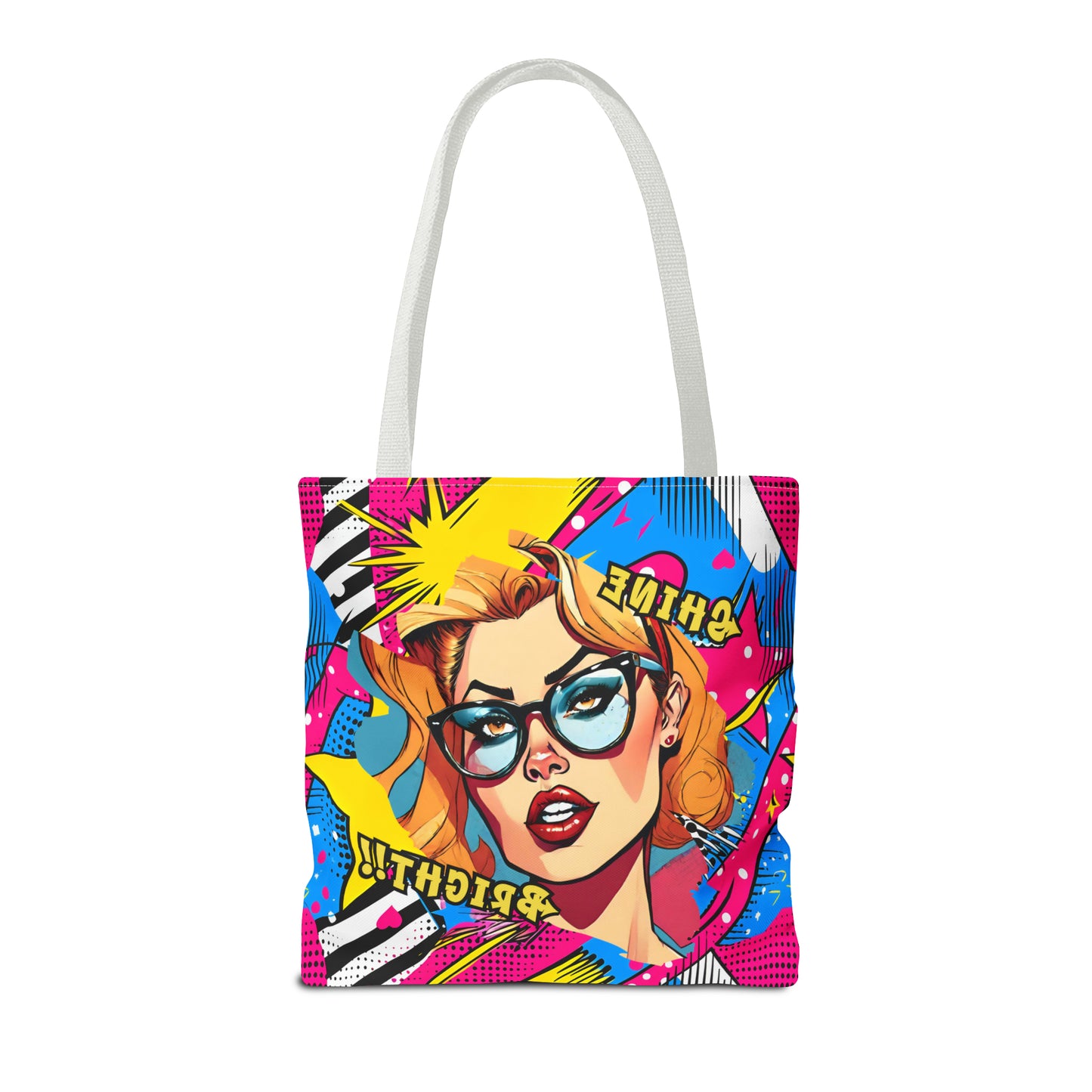 Shine Bright Lady on a Abstract Comic Pop AOP Tote Bag