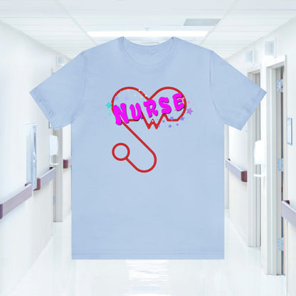 Nurse Love Unisex Jersey Tee Bella+Canvas 3001 Healthcare Gift Medical Students, Soft Fabric, Various Sizes Available