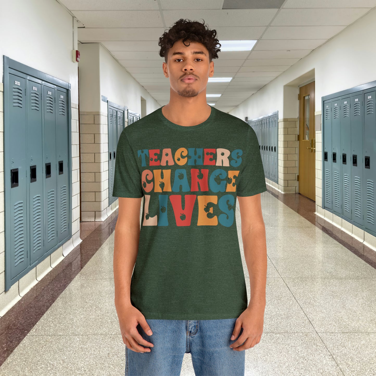 Colorful Teachers Change Lives Back to School Unisex Jersey Short Sleeve Tee Gifts for him, Gifts for Her