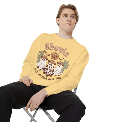 Ghouls Just Wanna Have Fun Western Halloween Unisex Garment-Dyed Sweatshirt