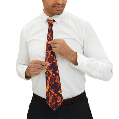 "DirkyThreadz Fiery Passion Necktie - Bold Flame Design in Yellow and Orange"