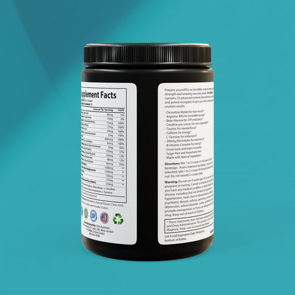 DirkX Pre-Workout Supplement, Watermelon (300g, 10.58oz) Unleash Your Ultimate Power