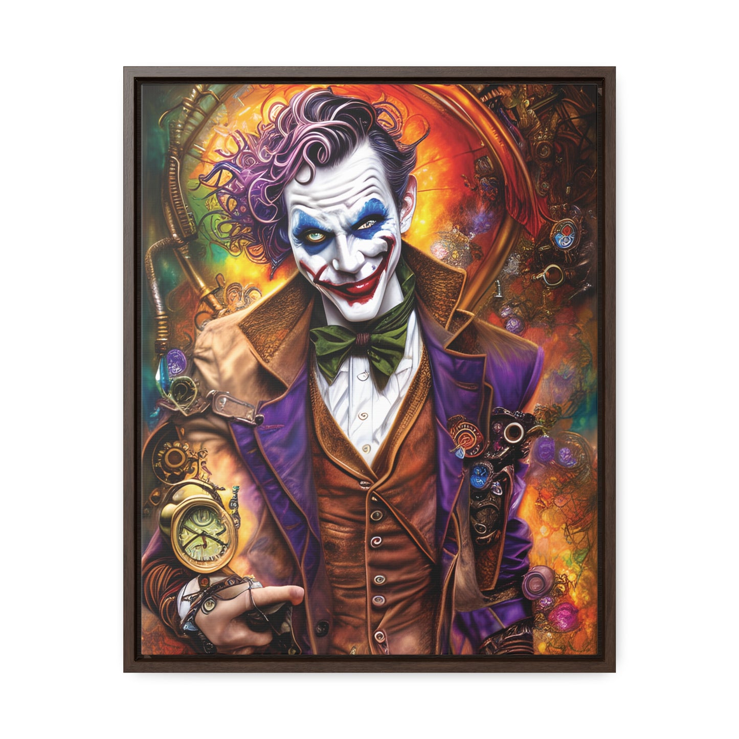 Steampunk-Joker-Hearts-Tribal-Fractal Gallery Canvas Wraps, Vertical Frame