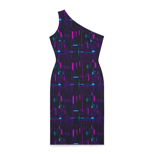 Electric Dreams: Neon Cyberpunk Dress Shoulder Dress (AOP)