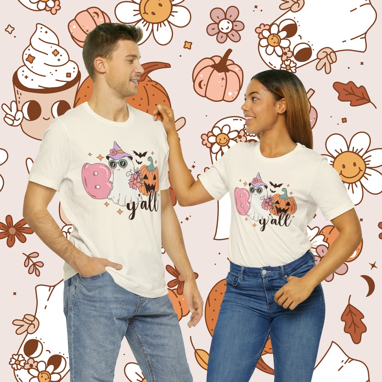 Retro Groovy Boo Y'all Unisex Jersey Short Sleeve Tee Halloween Gifts for Her Gifts for Him