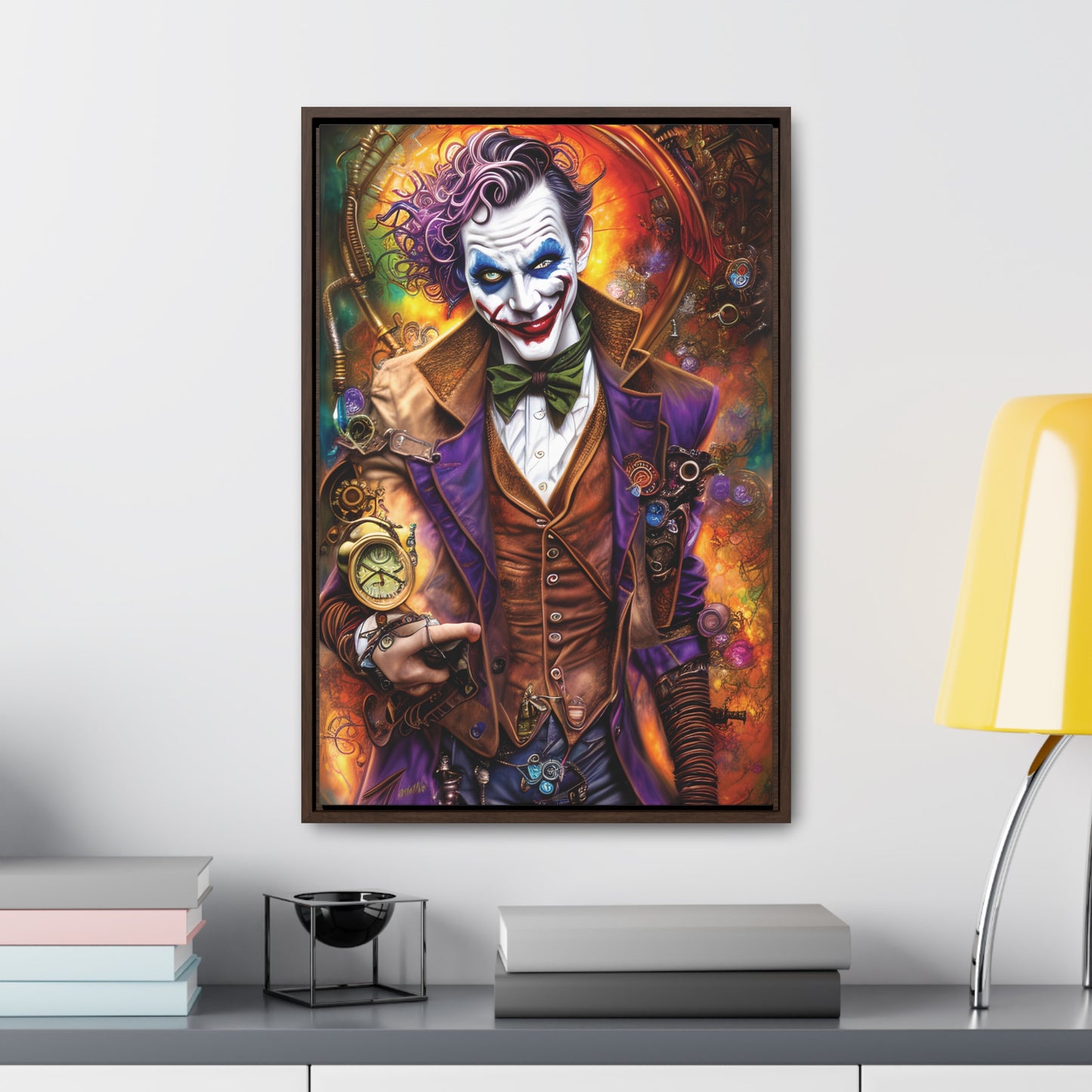 Steampunk-Joker-Hearts-Tribal-Fractal Gallery Canvas Wraps, Vertical Frame