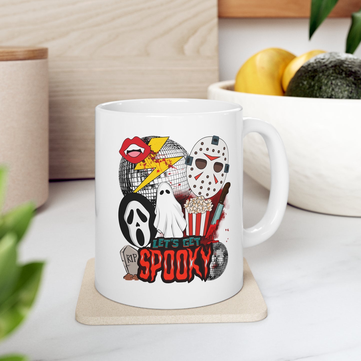 Let's Get Spooky Ghostface, Jason, ghosts Halloween Ceramic 11oz Mug 11oz Gifts for her Gifts for him