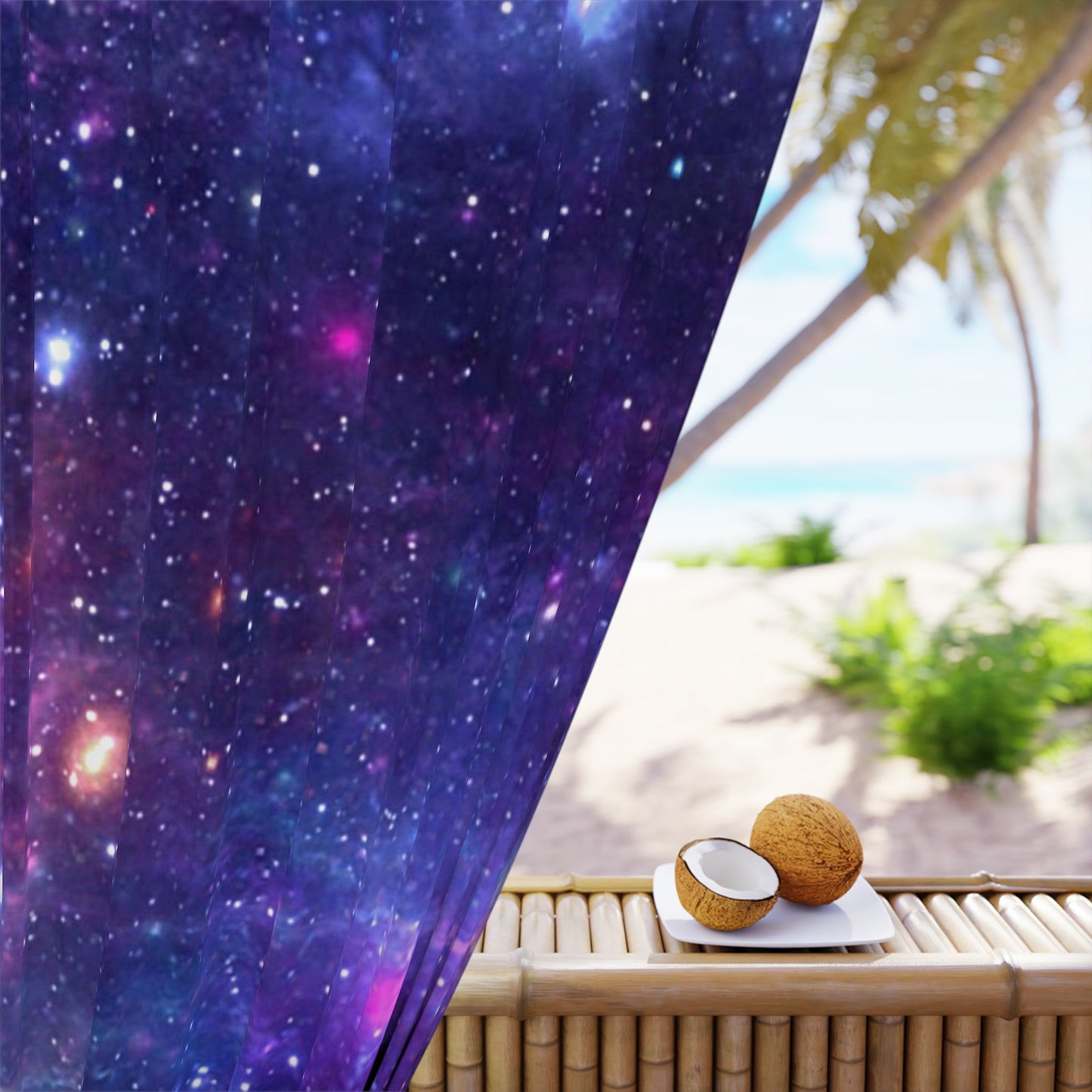 Purple Beyond the Stars Outer Space Out of this World Window Curtains (1 Piece)