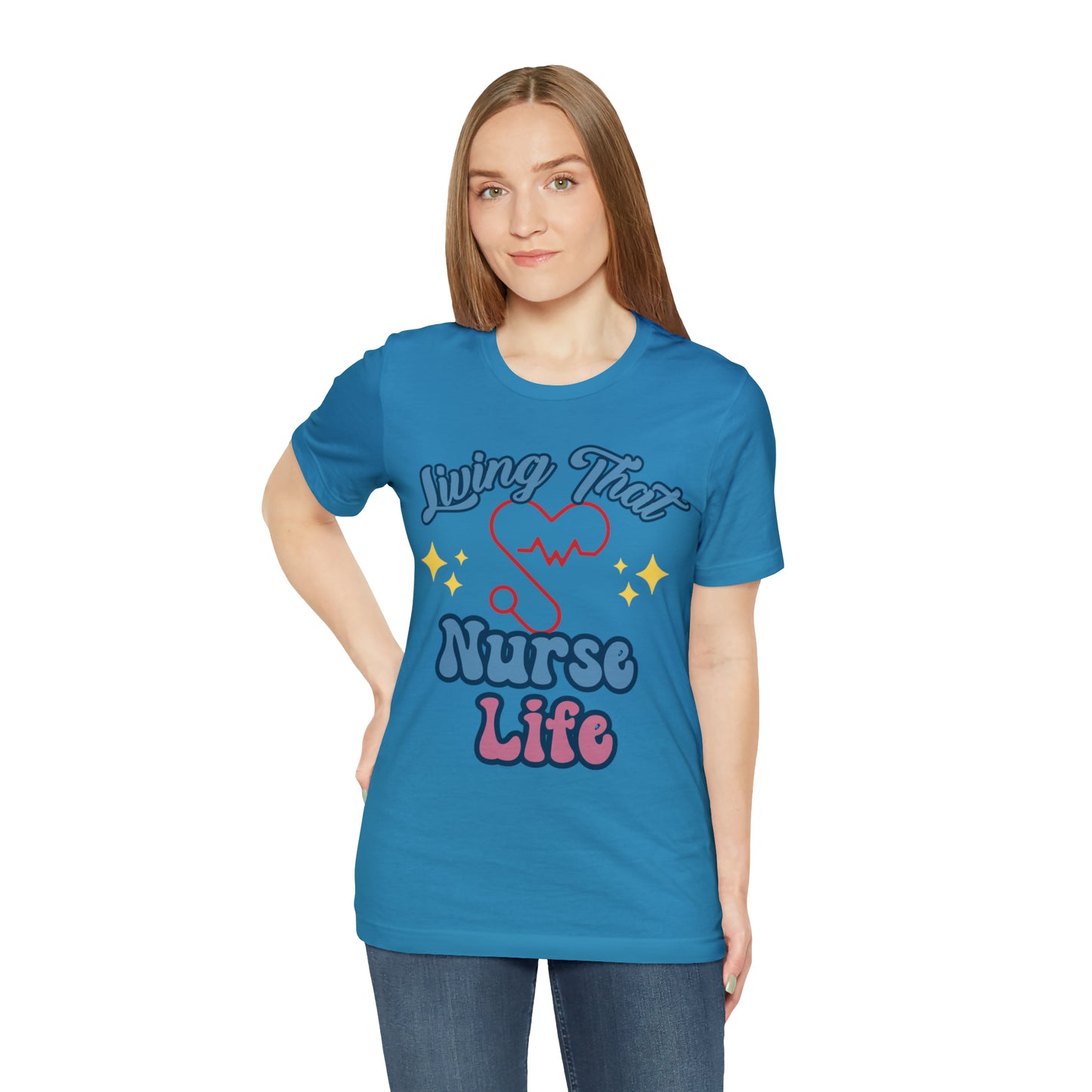 Living the Nurse Life, Comfy and Stylish Nurse T-Shirt:Gift for Medical Professionals and Nursing Students, Various Sizes Available"