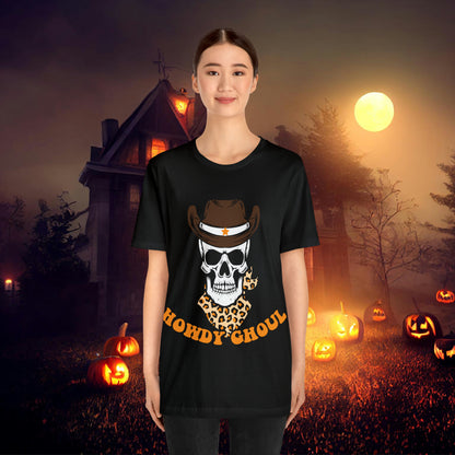 Howdy Ghoul Skeleton Sheriff Retro Halloween Unisex Jersey Short Sleeve Tee Gifts for her