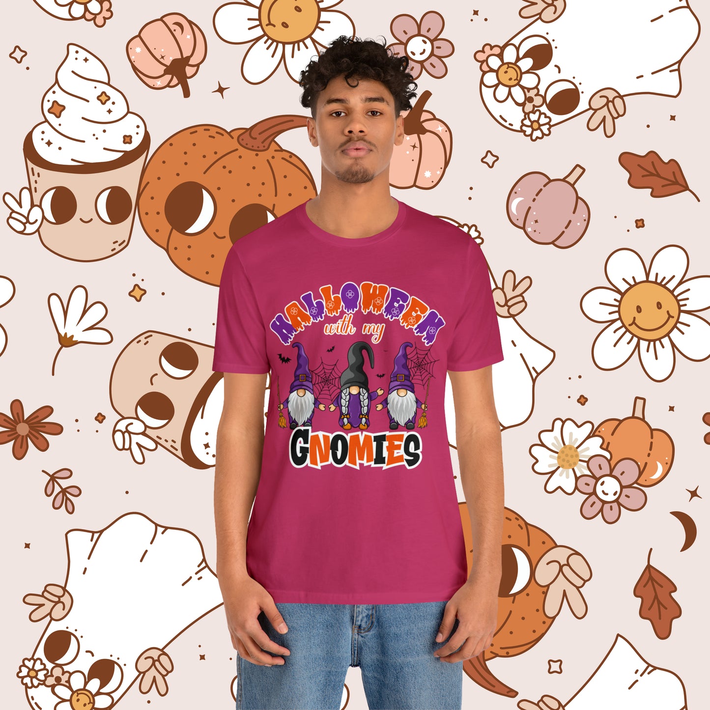 Halloween with my Gnomies Unisex Jersey Short Sleeve Tee Gifts for Him Gifts for Her