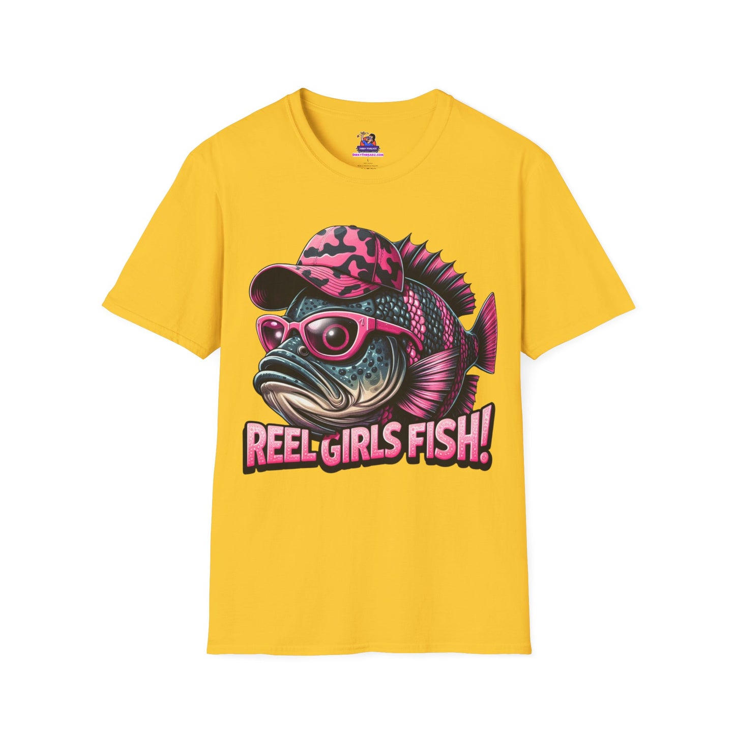 Reel Girls Fish! Unisex Softstyle T-Shirt Fishing humor, Fisherman Gift Pun T-Shirt Funny Fish Tee Fishy Vibes Unique Unisex Tee