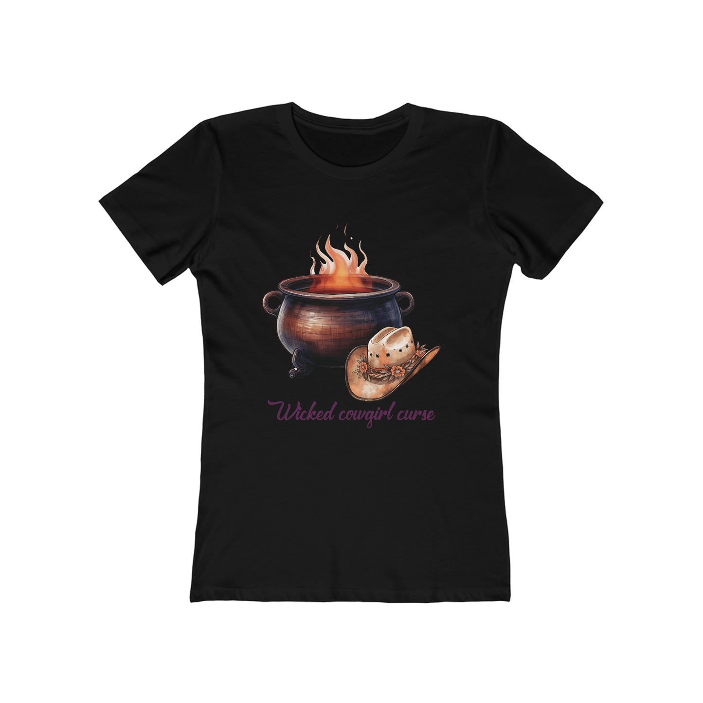 Wicked Cowgirl Curse Western Halloween Women's The Boyfriend Tee