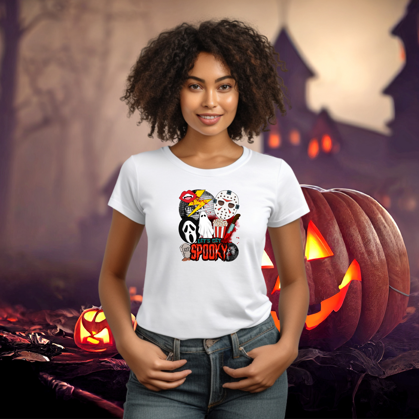 Lets Get Spooky Halloween Mashup Unisex Jersey Short Sleeve Tee Gifts for Her