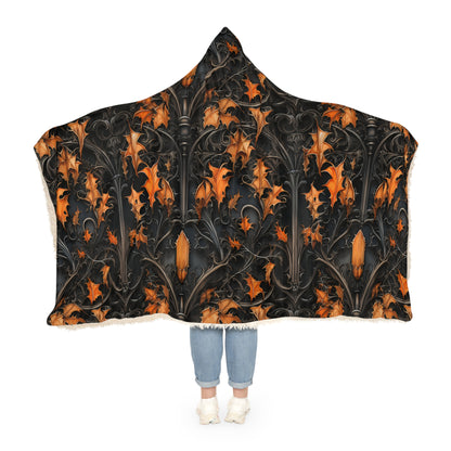 Timeless Elegance: AOP Snuggle Blanket with Black Columns and Golden Fallen Leaves 🍂✨