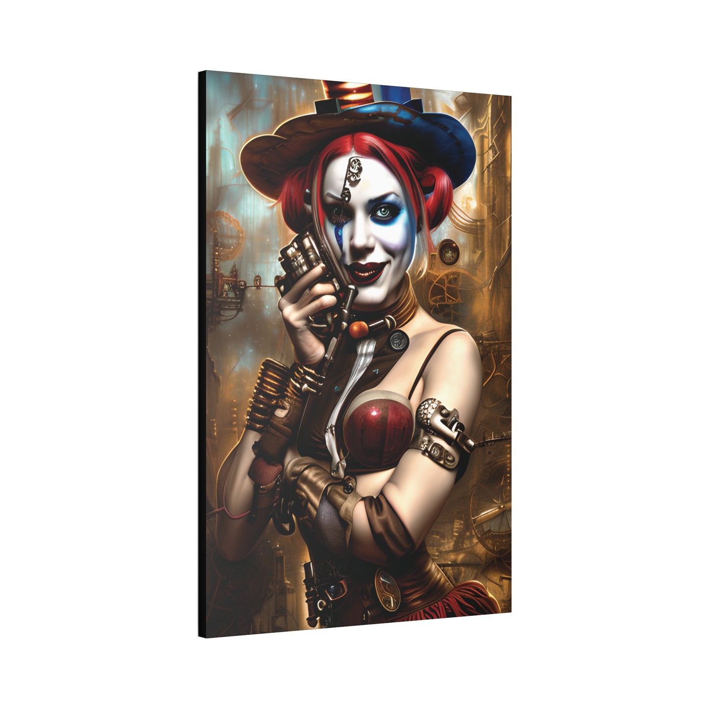 Hyper Realistic Steampunk Harley Quinn Canvas Stretched, 1.5''