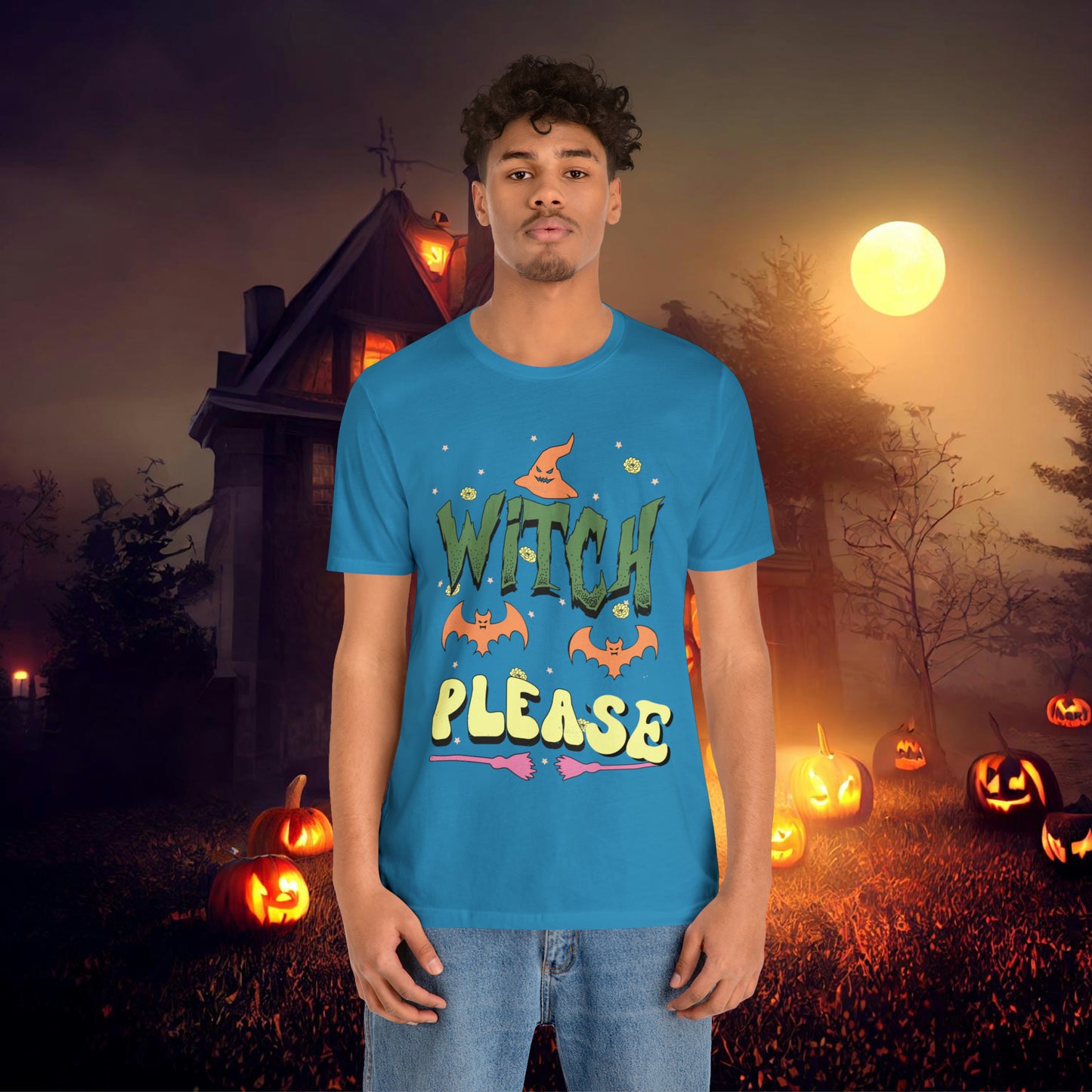 Witch Please Retro Groovy Halloween Unisex Jersey Short Sleeve Tee Gifts for Her Gifts for him