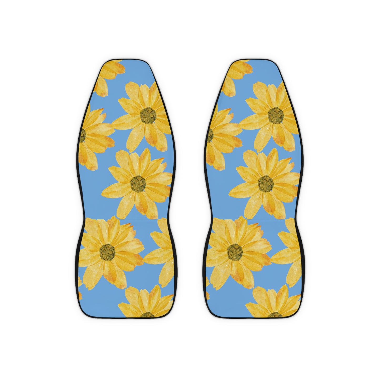 Flowers on Blue Background Polyester Car Seat Covers