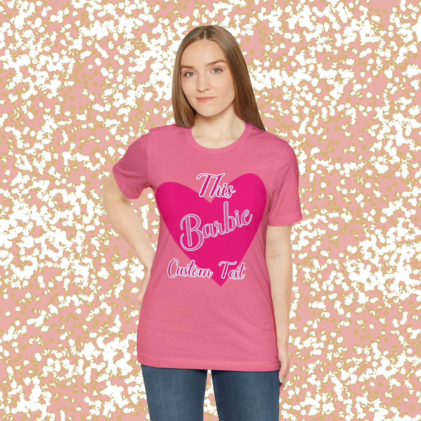 This Barbie  "CUSTOM TEXT" Unisex Jersey Short Sleeve Tee Gifts For Him Gifts For Her