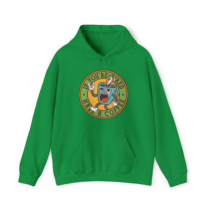 DirkyThreadz Coffee Lover's Hoodie - Playful Cartoon Design for Caffeine Enthusiasts"