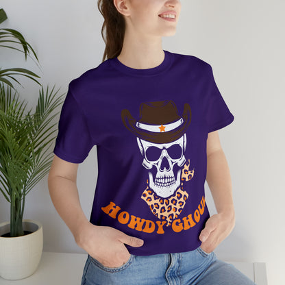Howdy Ghoul Skeleton Sheriff Retro Halloween Unisex Jersey Short Sleeve Tee Gifts for her