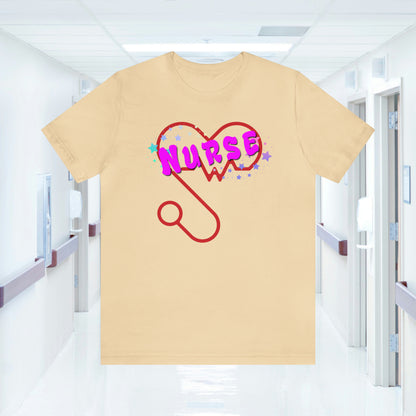 Nurse Love Unisex Jersey Tee Bella+Canvas 3001 Healthcare Gift Medical Students, Soft Fabric, Various Sizes Available