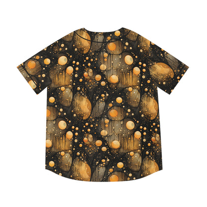 Halloween Orange Yellow Flying Orbs Men's Baseball Jersey (AOP)