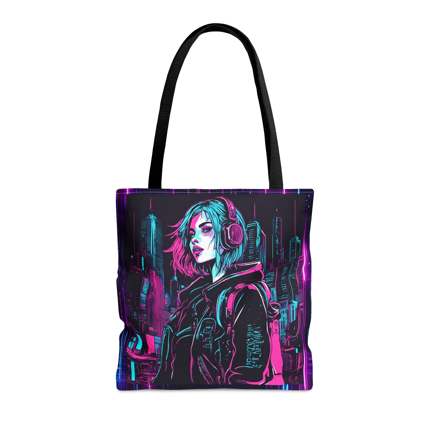 Neon Futuristic Lights Cyberpunk AOP Tote Bag