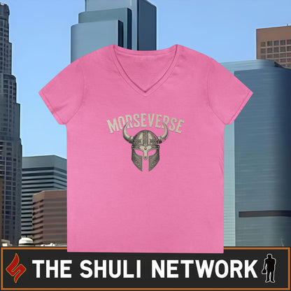 Morseverse Viking Helmet Ladies' V‑Neck T‑Shirt