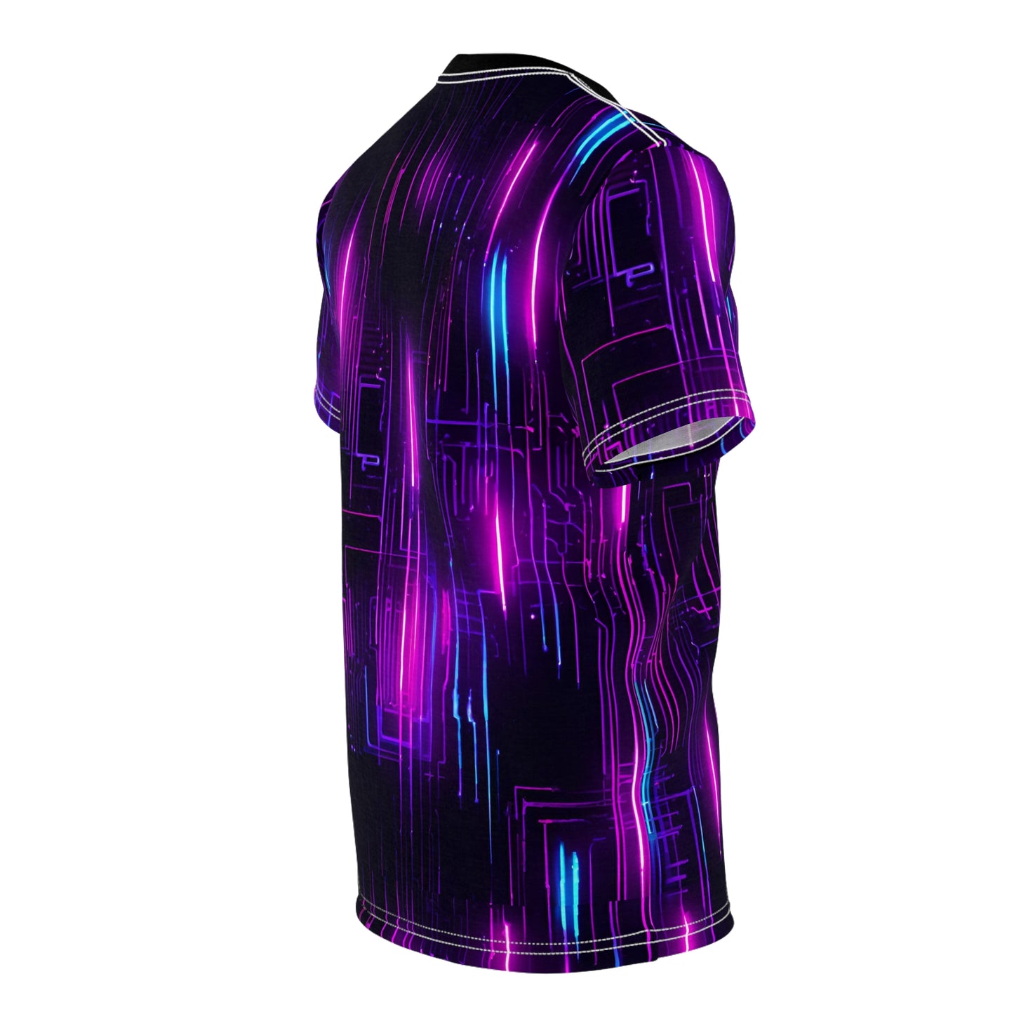 Cyberpunk Circuit Board with Neon Lights Unisex Cut & Sew Tee (AOP)