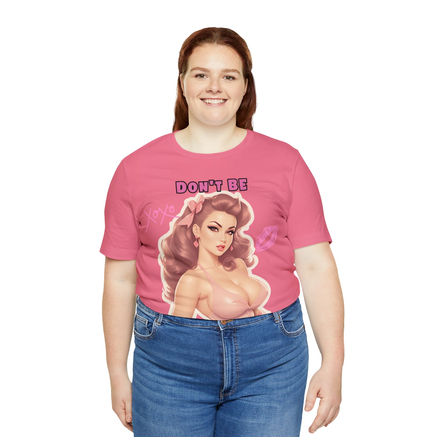 Timeless Elegance: Vintage Pink Pinup Girl "Don't Be Jealous" on a Bella+Canva 3001 Unisex Jersey T-Shirt - A Must-Have Gift for her