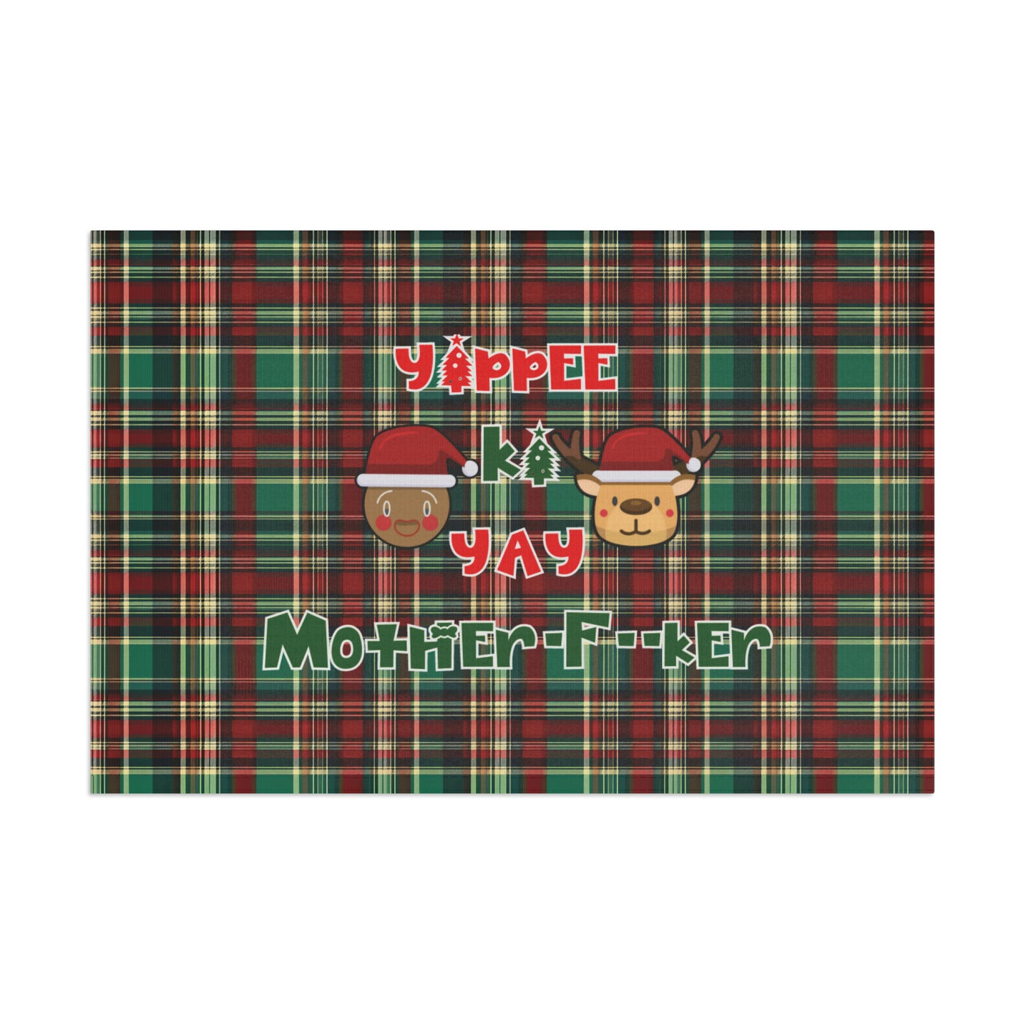 Die Hard Inspired Christmas House Flag | Yippee Ki Yay Mother-F--ker | Festive Plaid Pattern | Holiday Outdoor Decor