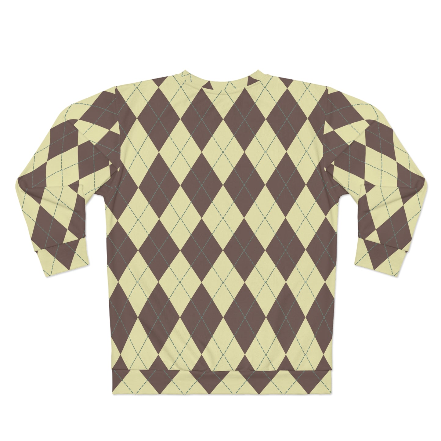 Vintage Van and Pumpkins Brown Rhombuses Fall Unisex Sweatshirt (AOP) - Cozy Up to Autumn's Charms