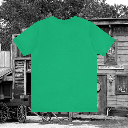 Spooky Saloon Showdown Gunslinging Skeleton Cowboy Halloween Unisex Jersey Short Sleeve Tee