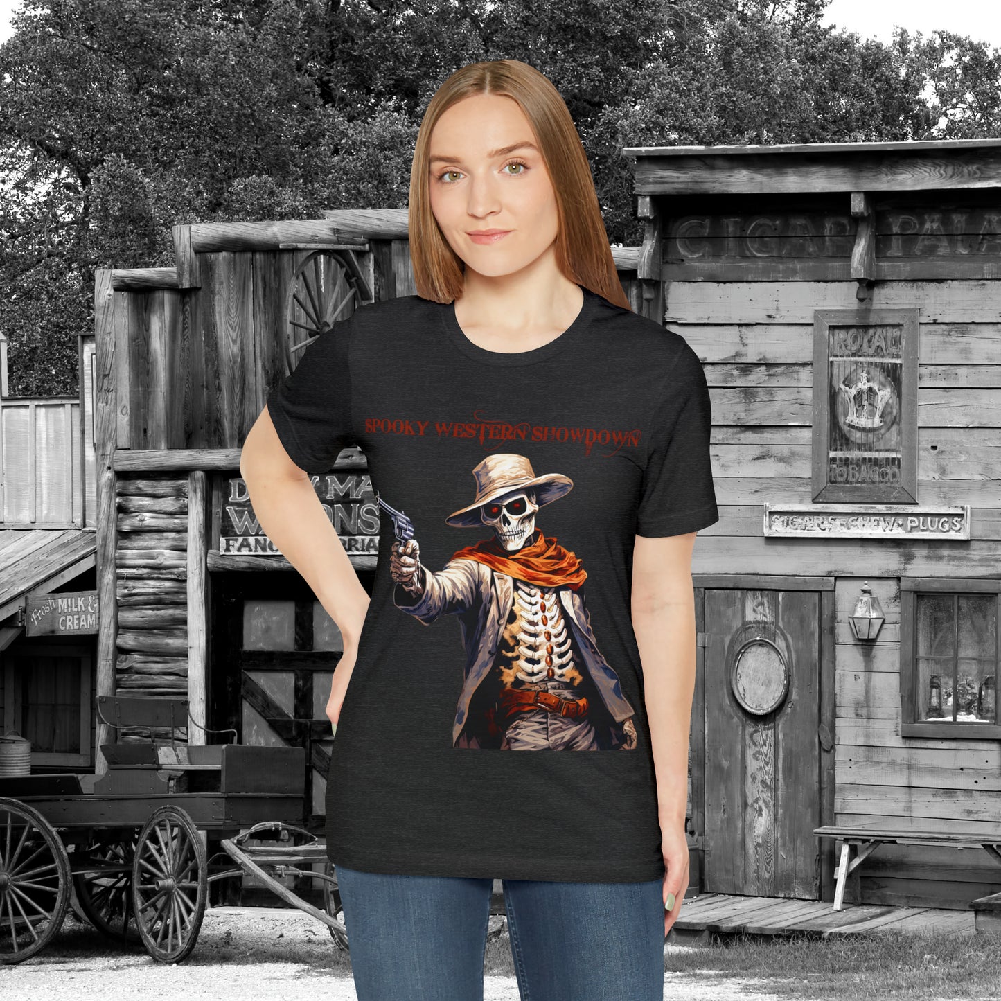 Spooky Western Showdown Western Halloween Unisex Jersey Short Sleeve Tee Gifts For Her Gifts For Him