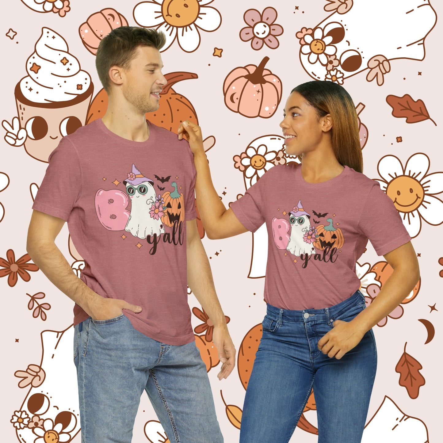 Retro Groovy Boo Y'all Unisex Jersey Short Sleeve Tee Halloween Gifts for Her Gifts for Him