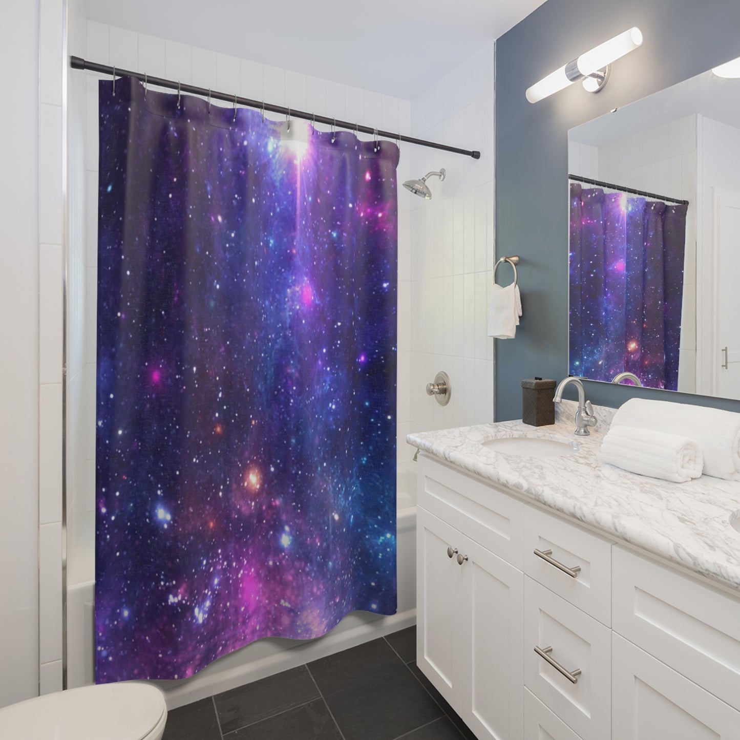 Purple Beyond the Stars Outer Space Out of this World Shower Curtains