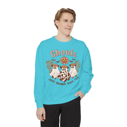 Ghouls Just Wanna Have Fun Western Halloween Unisex Garment-Dyed Sweatshirt