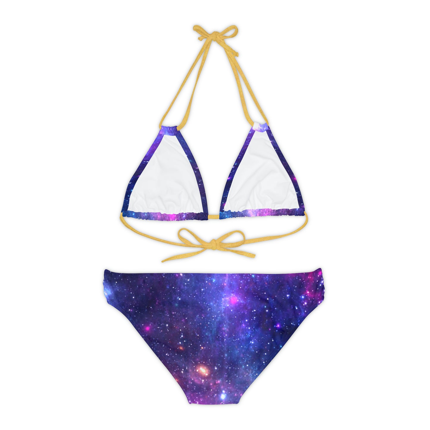 Purple Beyond the Stars Outer Space Out of this World Strappy Bikini Set (AOP)